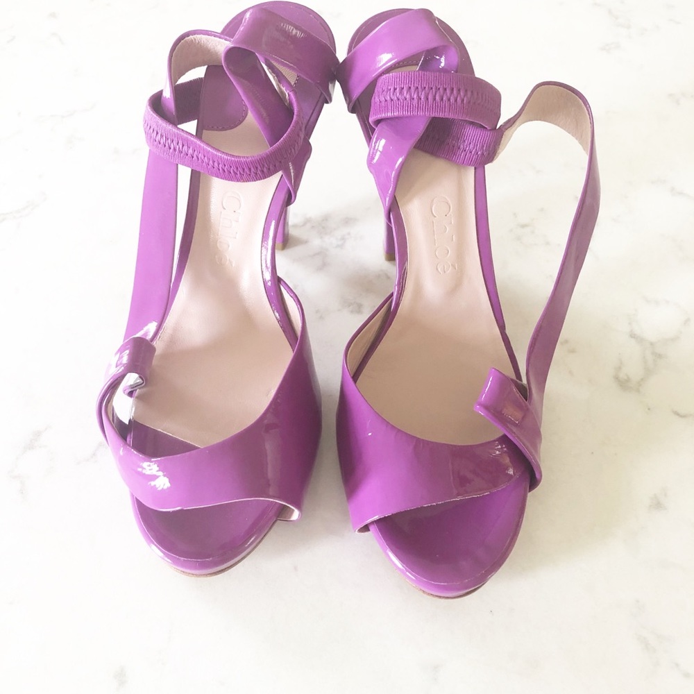 Chloe purple patent leather heels